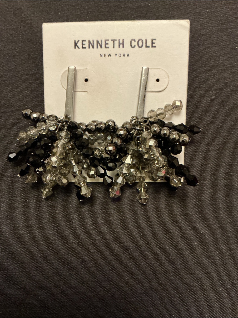 Kenneth Cole Black and Silver Beaded Fringe Hair Clips